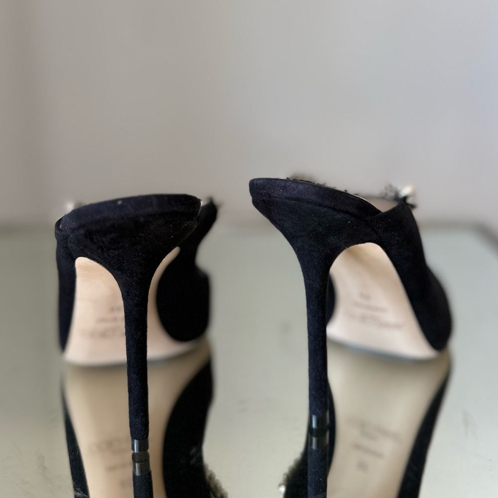 New JIMMY CHOO Bing Suede Pearl-Embellished Mules $1,195 38 - Picture 5 of 11